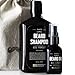 Big Forest Beard Growth Kit: Beard Wash & Beard Oil - 100% Natural & Organic Facial Hair Care Set for Men - in a Mustache Stamped Linen Pouch