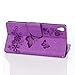 Sony Xperia XA1 Ultra Case, ARSUE Premium Soft Flip Folio [Kickstand Feature] PU Leather Wallet Butterfly Flower Case with ID&Credit Card Pockets,Purple/Bling (NOT fit Sony Xperia XA / XA Ultra)