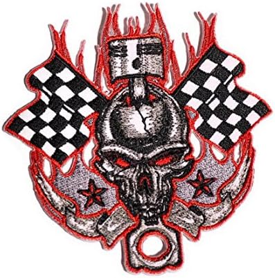 Racing Skull Iron on Patch Embroidered Sewing for T-shirt, Hat, Jean ,Jacket, Backpacks, Clothing #12 Ships and sold from Naree2016. Made in Thailand, Buy good quality item