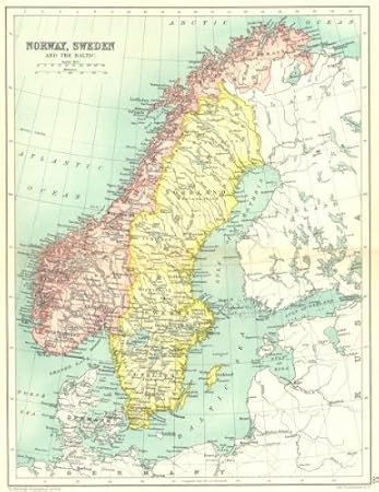Skandinavien Norwegen Schweden Und Der Ostsee Millennium 1909 Old Antik Vintage Karte Gedruckte Karten Von Skandinavien Amazon De Kuche Haushalt