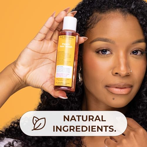 Glo Melanin Peach Yoni Wash with Aloe Vera, All Natural Feminine Wash for Women pH Balance, Hygiene Vagina Wash Soap for Women Sensitive Skin Safe