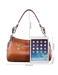 S-ZONE Bolso de hombro para mujer Hobo, bolsa de hombro de cuero genuino, bolso cartera