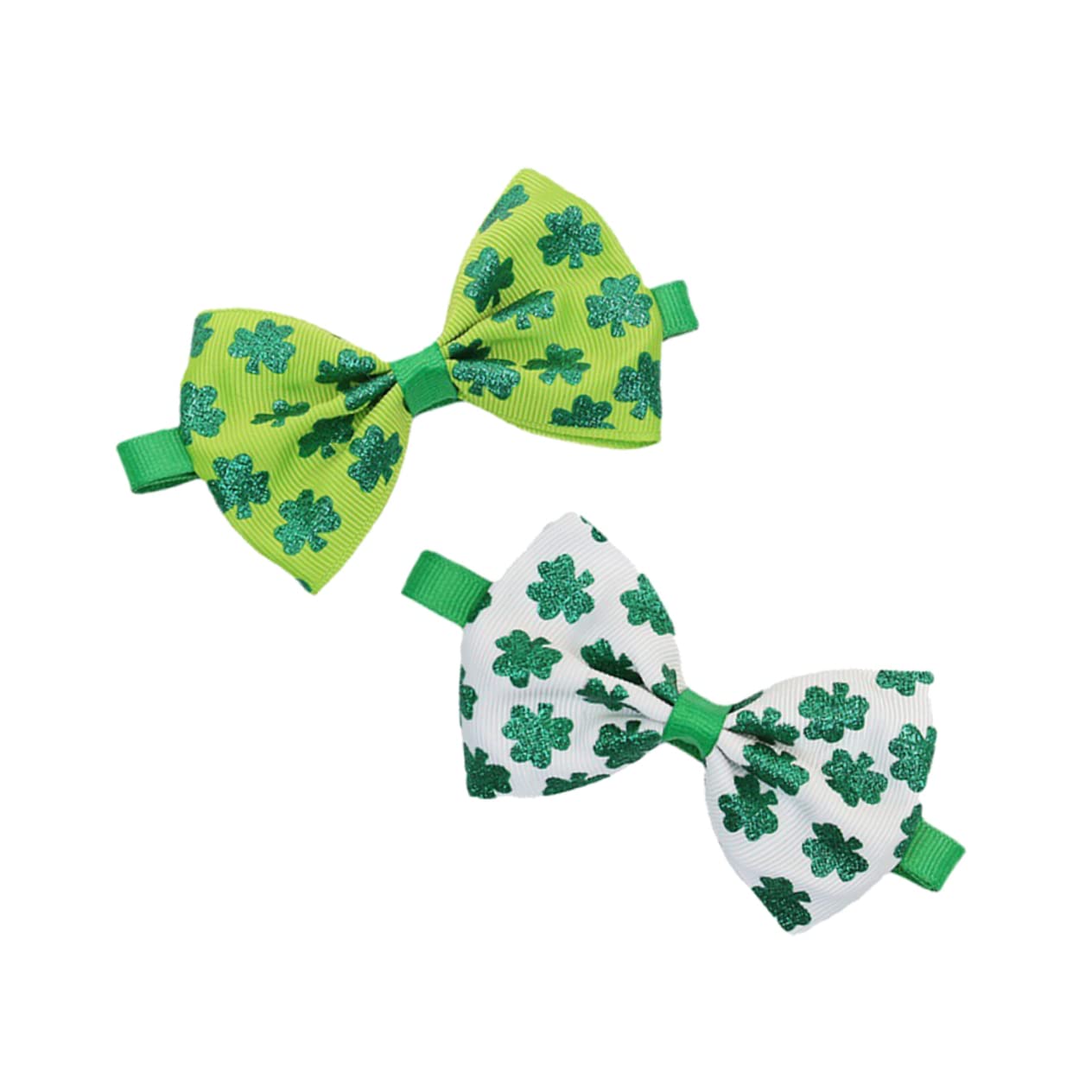 Gogogmee 2 pcs Patrick Day Pet Bow Ties Shamrock Bow Tie for Dogs and Cats Irish Festival Pet Costume Accessories Pattern Pet Dress Up Decor