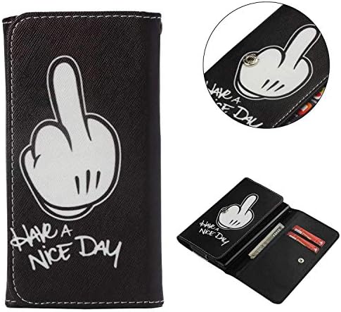 Cell Phone Flip Case Compatible ZTE Avid Trio Z833 5" More, JULAM Universal PU Leather Skin Folio Case Cover Protective Wallet Clutch Bag Card Slots (Have A Nice Day)
