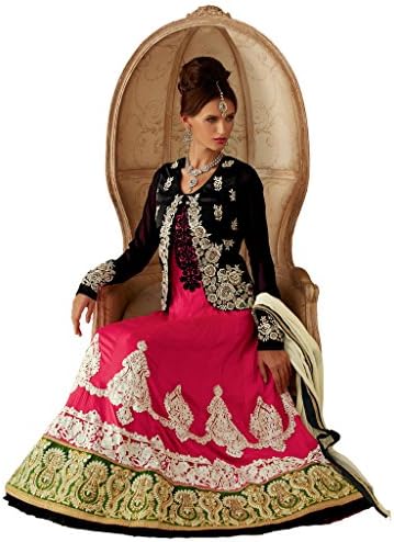 Pink Faux Net Dupion Wedding Partywear Designer Anarkali Suit with Short Jacket