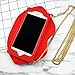 iPhone 6 6S Case Red Lips with Crossbody Metal Chain Miniko(TM) Cute 3D Sexy Red Lips Silicone Cartoon Funny Gel Lovely Stylish Design Phone Case for iPhone 6 6s 4.7 inch Teen Girls Women