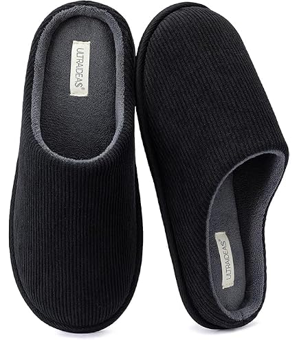 Men\'s Black Flat Cozy Memory Foam Anti Skid Soft Slip On House Slipper Shoes Men main image 2
