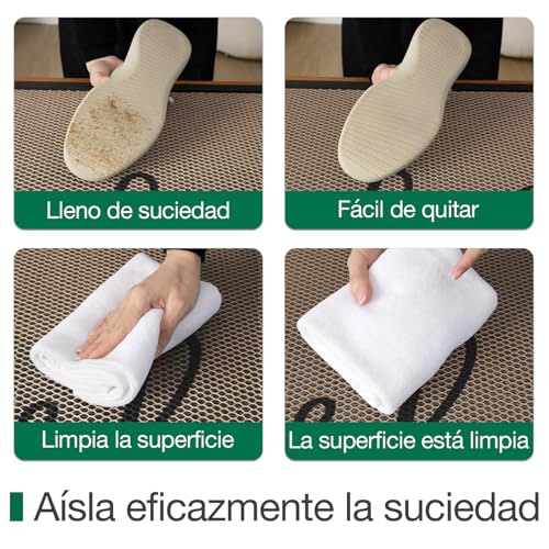 LUMI Tapete de Puerta de Bienvenida Exterior de 43 x 76 cm, Antideslizante, Duradero, de Goma, de Perfil bajo, fácil de Limpiar para Puerta Delantera, Trasera, Entrada, Porche, cochera, Hello