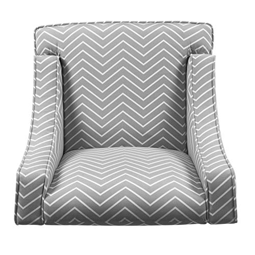HomePop Youth Upholstered Swoop Arm Accent Chair, Grey and White