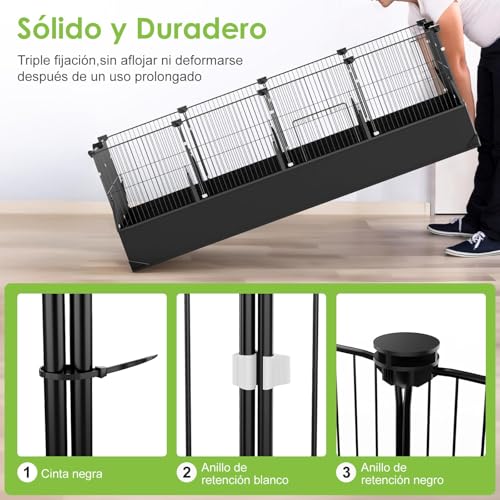 Habitat Jaula Casas Cerca para Cuyo Hamster Impermeable Lavable,Jaulas para Gatos con Puerta Interior Exterio para Conejito Tortuga Erizo Conejos Grande Amplio Expandible,120x60x40cm, 12 Paneles