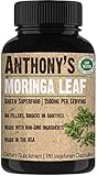 Anthony's Moringa Leaf Supplement, 180 Capsules, 1500mg Per Serving, Green Superfood, Pure Leaf Powder, Vegan Friendly, Made in USA