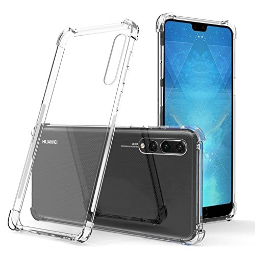 RKINC for Huawei P20 Case, Crystal Clear Reinforced Corners Soft TPU Bumper Cushion + Hybrid Rugged Hard Transparent Panel Cover for Huawei P20
