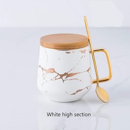 Msnly Schlicht Und Elegant Modell Aus Nordischer Marmor Matt Japanisch Weiss Und Schwarz Grun Personalisiert Keramik Tasse Kaffeetasse 2 Tassen Mit Holztisch Mit Loffel Bianca 400ml Amazon De Kuche Haushalt