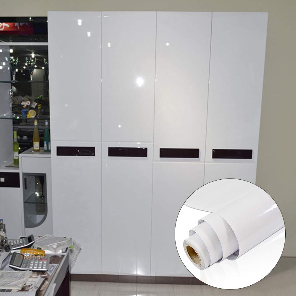 YENHOME Vinyl Contact Paper Waterproof 24 x 196 Glossy White Removable