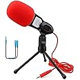 Computer Microphone,Condenser Microphone,3.5MM Plug and Play Omnidirectional Mic with Desktop Stand for Gaming,YouTube Video,Recording Podcast,Studio,for PC,Laptop,Tablet,Phone