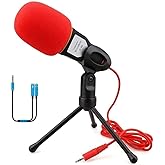 ELINKA Computer Microphone,Condenser Microphone,3.5MM Plug and Play Omnidirectional Mic with Desktop Stand for Gaming,YouTube Video,Recording Podcast,Studio,for PC,Laptop,Tablet,Phone