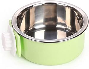 AzsfUfsa53 Stainless Steel Hanging Feeding Feeder Cage Fixed Food Water Pet Cats Dog Bowl Pet Supplies Easy to Clean