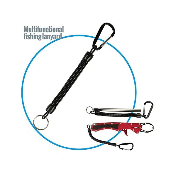 Shelure-Black-Fishing-Lanyard-Accessories-Plastic-Retractable-Coiled-Tether-with-Carabiner-for-Pliers-Lip-Grips-Tackle-Fish-Tools-Pack-of-8