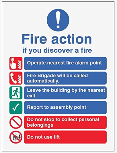 Caledonia Signs 11408H Sign, Fire Action Auto Dial With Lift