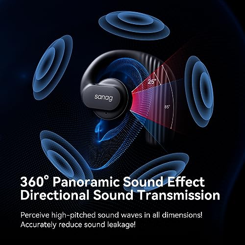Sanag Open Ear Headphones Wireless Bluetooth 5.3 with Charging Case 56H Playtime,Touch Control Air Conduction Open Ear Earbuds with Earhooks Workout Headphones for Men Women Running,Sports,Driving