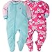 Gerber Girls' 2 Pack Blanket Sleepers, Elephant, 12 Months