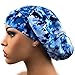 Womens Surgical Scrub Hat OR Nurse Cap Euro Style Adjustable Bouffant Cap Navy Blue Tie Dye