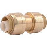 SharkBiteU008LFA Straight Coupling Plumbing Fitting, PEX Fittings, Push-to-Connect, Coupler, PE-RT, HDPE, Copper, CPVC, 1/2 Inch