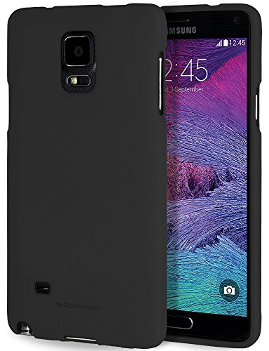 Galaxy Note 4 Case with Screen Protector [Slim Fit] Mercury Soft Feeling Jelly [Flexible] Rubber TPU Case [Lightweight] Protective Cover for Samsung Galaxy Note 4 (Black) NT4-SFJEL/SP-BLK
