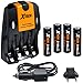 Xtech 4 AA Ultra High Capacity 3100mah Rechargeable Batteries with AC/DC Travel Turbo Quick Charger for Nikon SB-300, SB-400, SB-600, SB-700, SB-800, SB-900, & SB-910 Speedlights