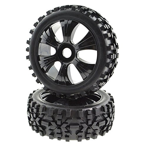 Rowiz Black 1:8 RC Tyre Tires Box Grain& Plastic Wheel Rim Off-Road Buggy Replacement Pack of 4