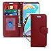 FYY Designed for Samsung Galaxy S8 Case, Luxury Genuine Leather Wallet Phone Case with Card Holder Flip Protective Case Cover [Kickstand Feature][Wrist Strap] for Samsung Galaxy S8 Wine Red