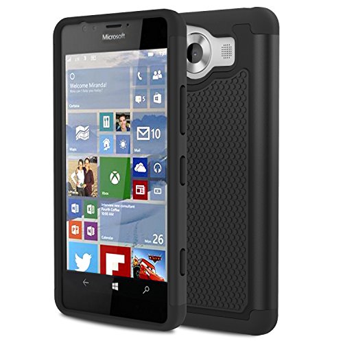 Lumia 950 Case, MoKo [Shock Absorption] Slim Dual Layer Protective Case with Soft Silicone Bumper and Rigid PC Back Cover for Microsoft Lumia 950 5.2 Inch (2015) - Black