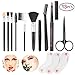 Eyebrow Kit Eyeshadow Brush Blush Brush Stencil Scissors Tweezers Makeup Brush Set for Men Women and Maiden(Dark Brown Eyebrow Pencil)