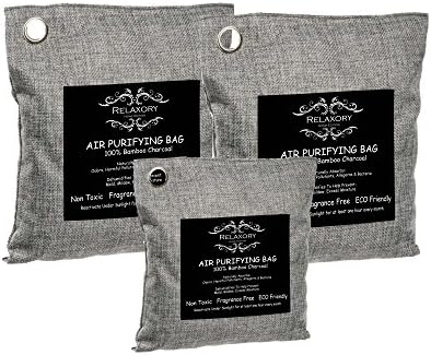 3 Pack - Relaxory Activated Nano Bamboo Charcoal Bag ( 2x 500g, 1x 200g ) 100% Natural Odor Absorber Air Purifying Dehumididier