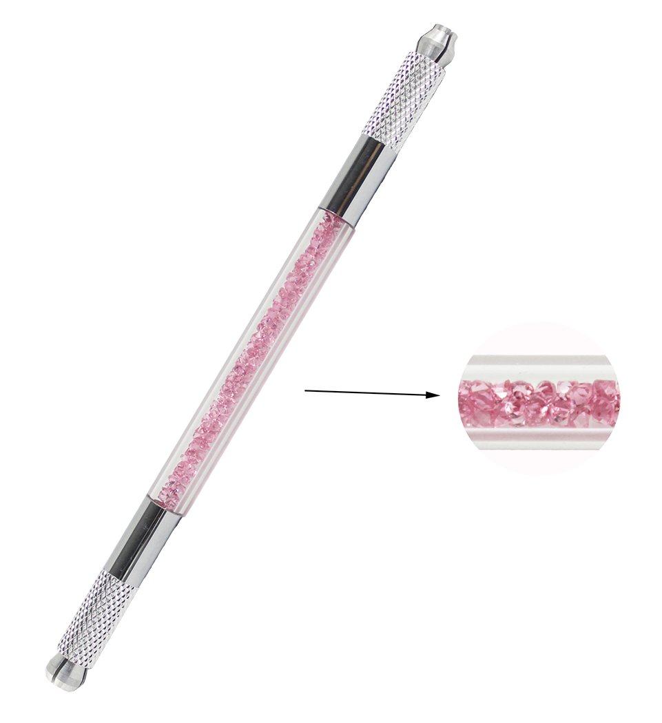 Xiaoyu 3 in 1 Crystal Multifunction Manual Tattoo Permanent Makeup Eyebrow Pen Microblading Pen - Pink