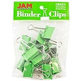 JAM Paper® Binder Clips - Medium (1 1/4 inch / 32 mm) - Green - 15 Clips per Pack