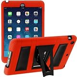 i-Blason Apple iPad Mini with Retina Display ArmorBox 2 Layer Convertible [Hybrid] Full-Body Protection KickStand Case with Built-in Screen Protector for Kids Friendly (Red/Black)