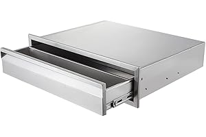 Atatod 30" W Outdoor Kitchen Drawer Stainless Steel BBQ Single Drawer w/Divider Flush Mount for Outdoor Kitchen Island(Overall Size:30" W x 6-1/2"H x 23" D inch)