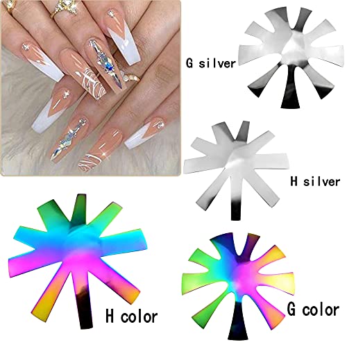 Oval French Tip Cutter 2 Pcs,9 Sizes French Smile Line Cutter DIY Nail Art Almond Deep Oval French Cutter for Nails Reusable Easy French Nail Cutter Plate Module Stainless Steel