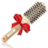 Blow out Round HairBrush with Natural Boar Bristles for Blow Drying | Straightening| Curling - Best Styling Brush for Medium Length Hair or Want Wavy | Curled Hair (1.7")