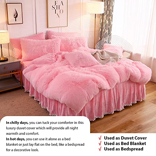LIFEREVO Luxury Plush Shaggy Duvet Cover Set, Ultra Soft Velvet Fluffy