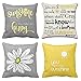 Emvency Set of 4 Throw Pillow Covers You are My Sunshine Yellow Gray with Words Decorative Pillow Cases Home Decor Square 18x18 Inches Pillowcases