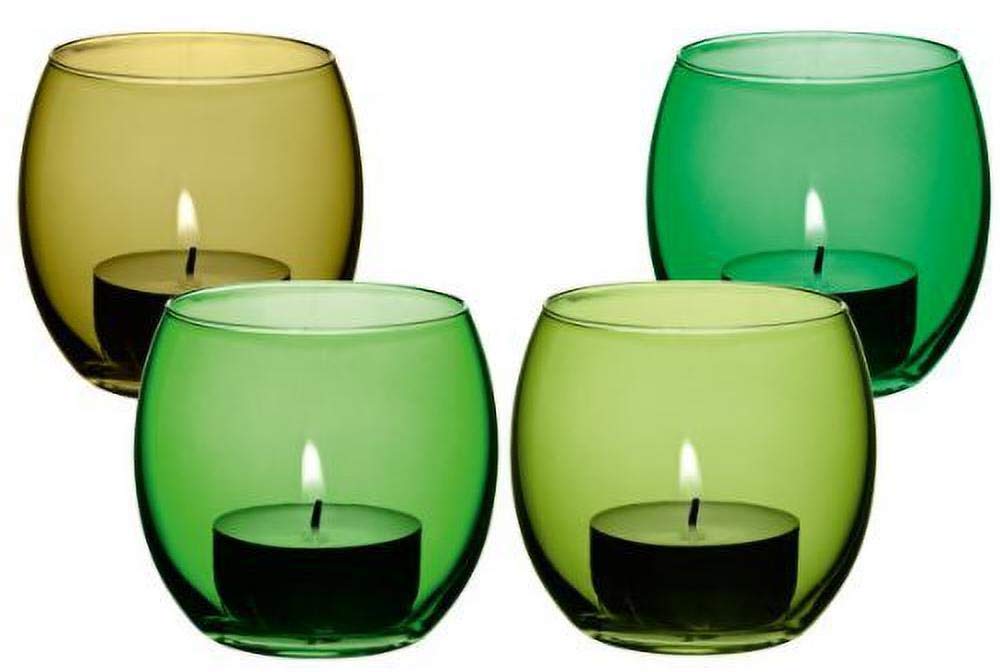 LSA International Coro Tealight Holder H6.5cm Leaf Assorted | Set of 4 | Hand Painted Glassware | CZ23