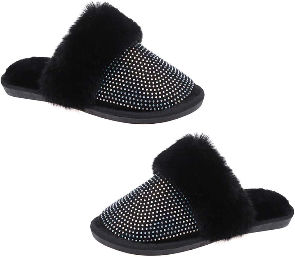 Happyyami 1 Pair Women Indoor Plush Slippers Warm Winter Slippers Fuzzy Slippers with