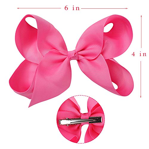 25 PCS Hair Bows 6 inch Grosgrain Ribbon Boutique Hair Bow Clips for Girls