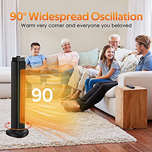 1500W Electric Space Heater for Large Room, 3S Fast Heating Electric Patio Heater, Indoor Heaters with 4 Modes, 90°Oscillation, Portable Outdoor Patio Heater with Overheat & Tip-over Protection