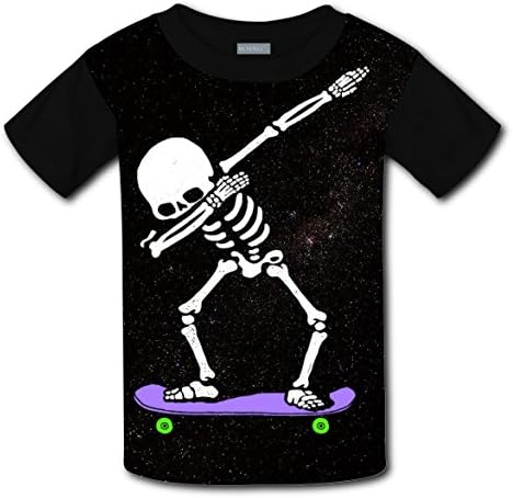 DAB Dabbing Skeleton Skateboard T-Shirt Unisex Kids Running Short Sleeve Tee T-Shirts