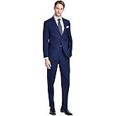 Nautica Mens Modern fit 2 Piece Suit 38 R / 32 Waist Navy Blue Birdseye