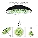 MRTLLOA Double Layer Inverted Umbrella with C-Shaped Handle, Anti-UV Waterproof Windproof Straight Umbrella for Car Rain Outdoor Use(Green Leaf)