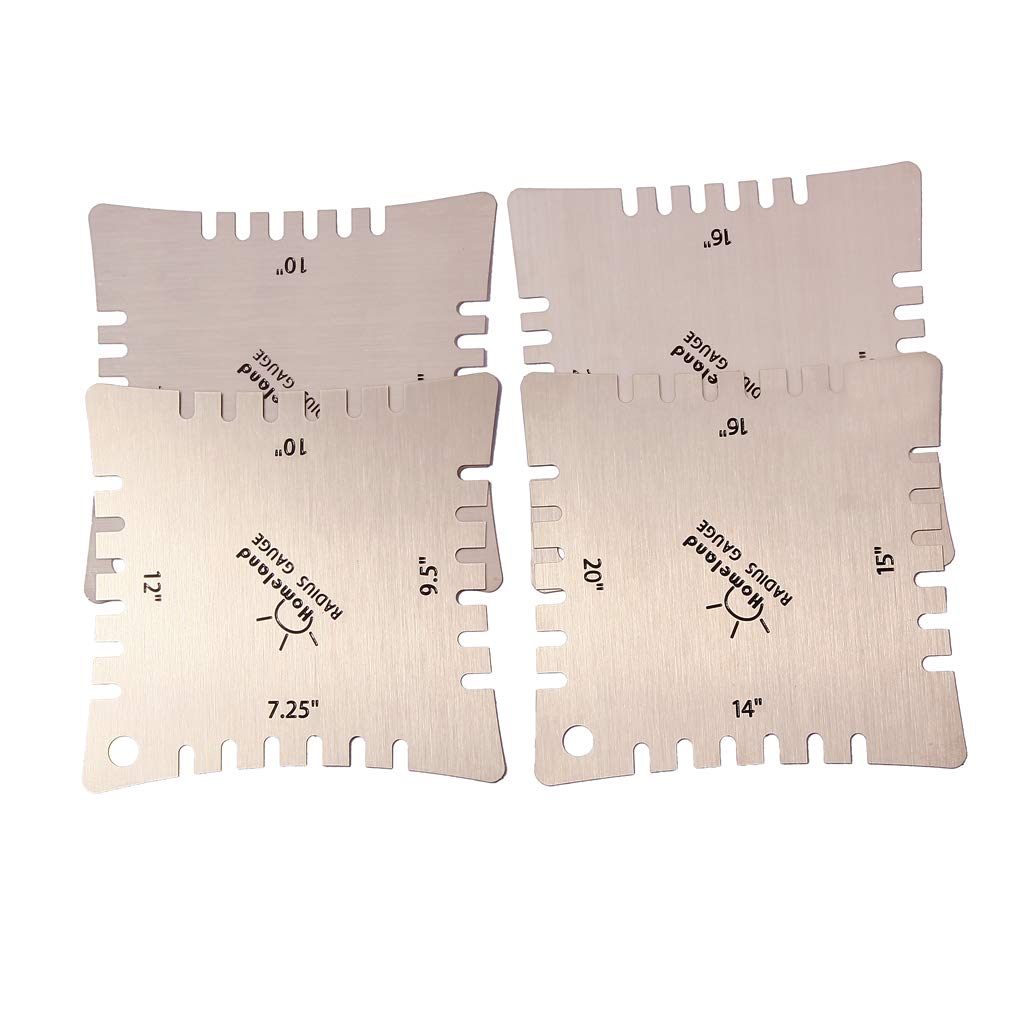 Alnicov 4Pcs Stainless Steel Guitar Notched Radius Gauges, Guitar Set Up Luthier Tools for Electric Bass Acoustic Guitar